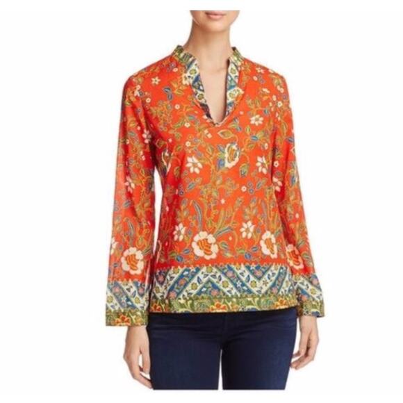 Tory Burch Boho Stephanie Floral Tunic Top in Samba Batik Size 0 - Picture 2 of 10